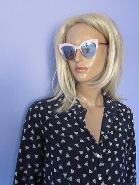 RARE BETSEY JOHNSON Retro Baby PInk Enamel Mod Cat Eye Rose Gold Sunglasses